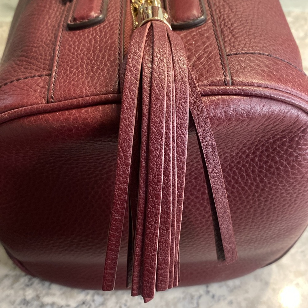 Gucci SoHo Bordeaux Leather Bowler Boston Bag Interlocking GG With COA and Dusty - Picture 8 of 15
